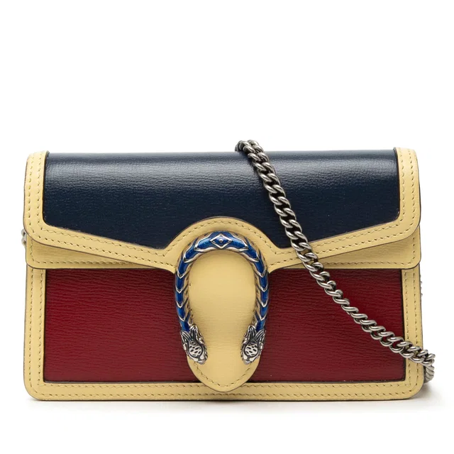 Blue Gucci Mini Tricolor Leather Dionysus Crossbody in Blue Leather from Designer Revival