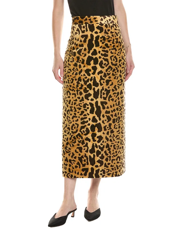 Miu Miu Leopard Print Velvet Midi Skirt, image 1 of 1 from Rue La La