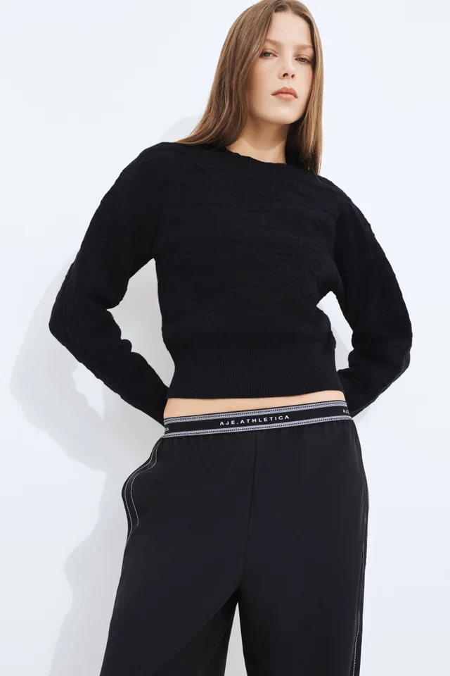 Athletica Logo Knit Jumper in Black from Aje, photo 1 of 1