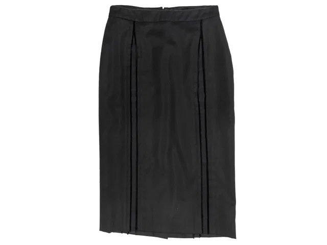 Black Yves Saint Laurent Pencil Skirt Size FR 34 in Black Velvet from Designer Revival