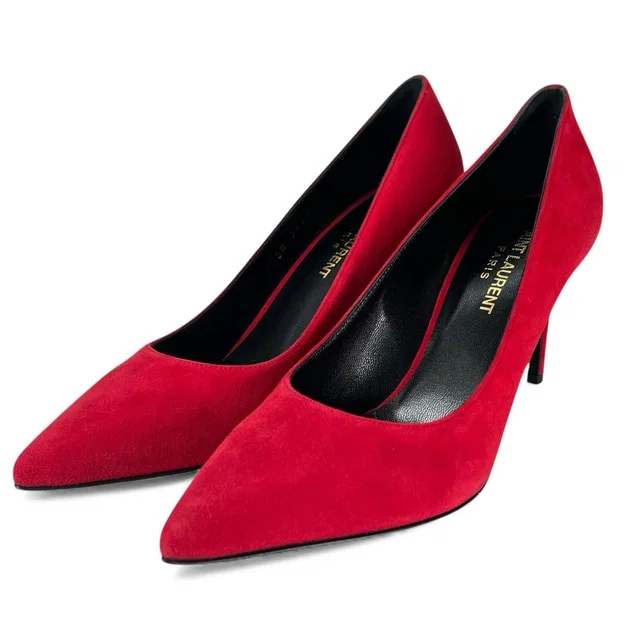 Saint Laurent Suede Pumps in Red Suede from LuxUness