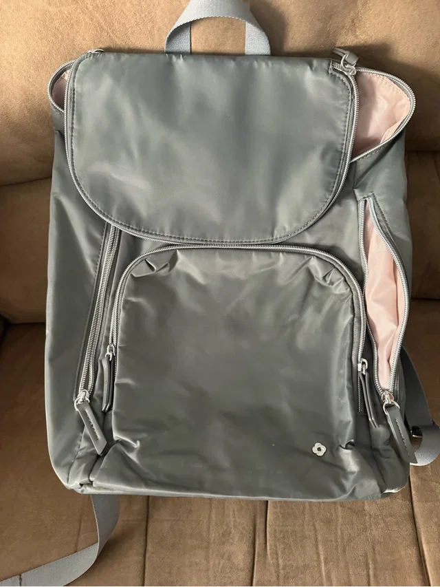 Samsonite Gray Laptop Backpack With Pink Interior - Mobile Solution Deluxe in gray|pink Nylon from Poshmark