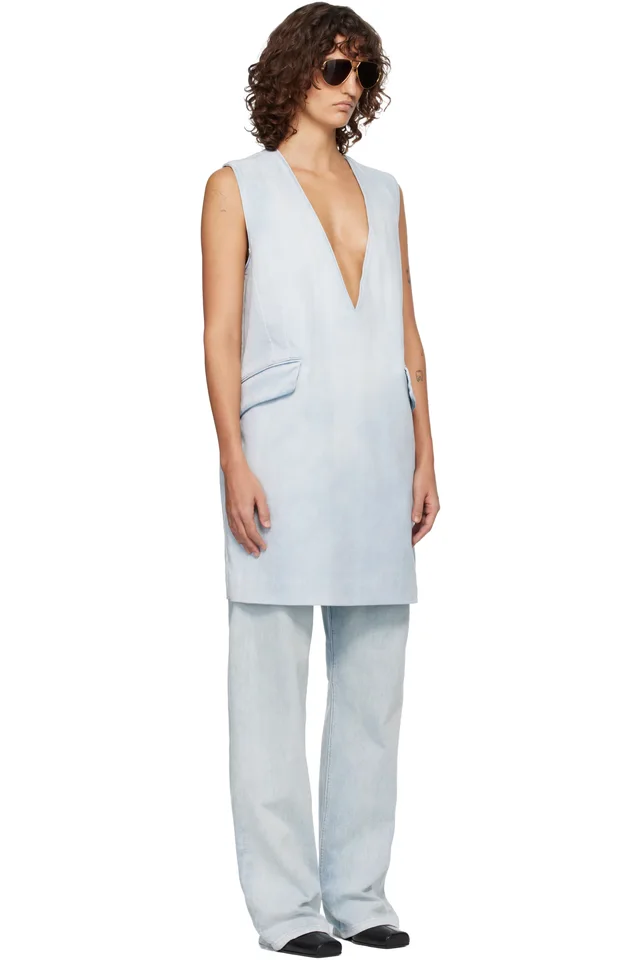 MM6 Maison Margiela Blue Flap Pocket Denim Minidress, photo 2 of 4 from SSENSE