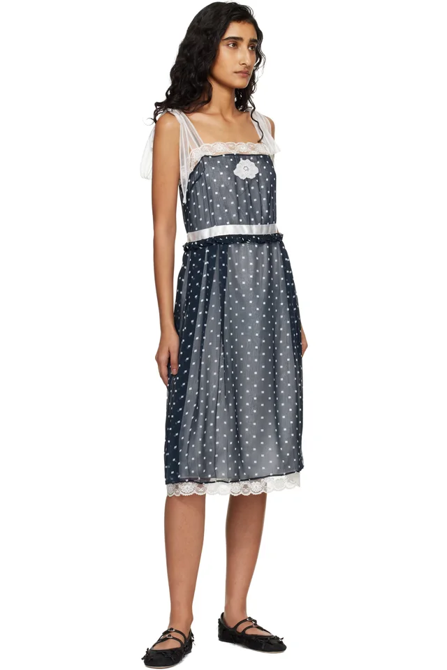 Marc Jacobs Navy Ribbon Strap Chiffon Midi Dress, photo 4 of 4 from SSENSE