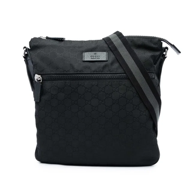 Black Gucci GG Nylon Web Crossbody in Black Nylon from Designer Revival