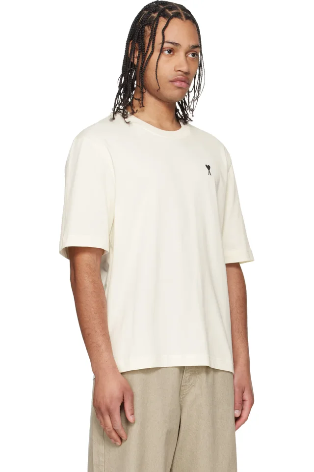 AMI Paris White Cotton Place des Victoires Print T-shirt, photo 2 of 4 from SSENSE