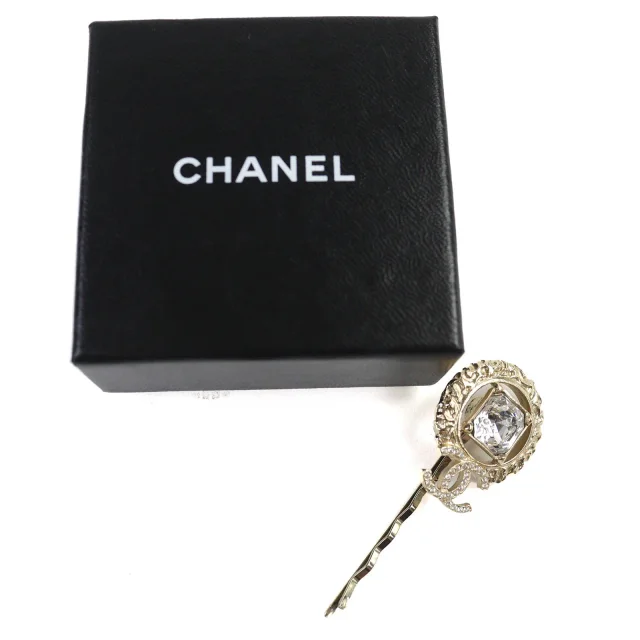 Chanel COCO Mark Rhinestone Hairpin in Gold Others from LuxUness, photo 2 of 5