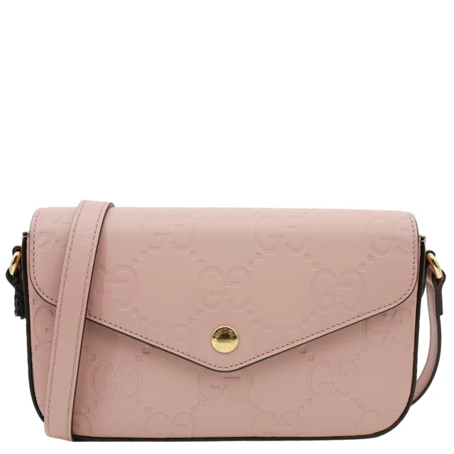 Gucci Super Mini GG Embossed Leather Shoulder Bag Pink 772794 in Pink Leather from Dallas Designer Handbags