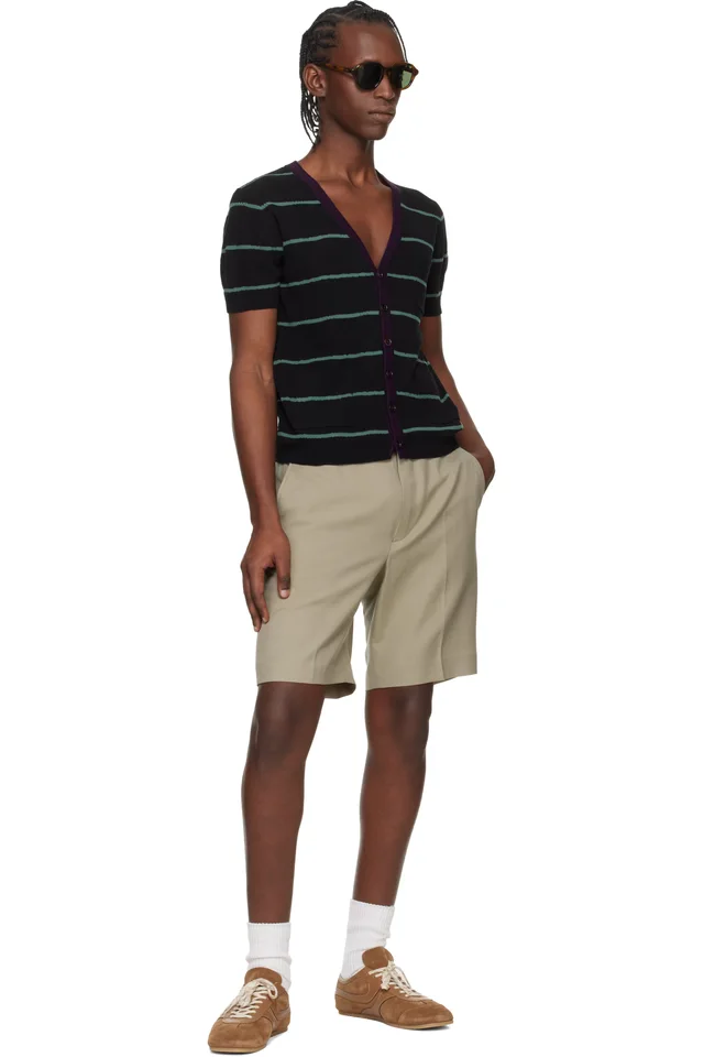 Dries Van Noten Beige Wool Shorts, photo 4 of 4 from SSENSE
