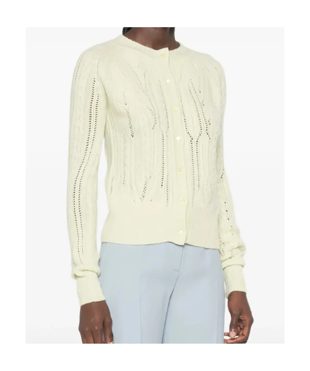 Ermanno Scervino cable-knit pointelle-detail cardigan, photo 2 of 5 from SENSER