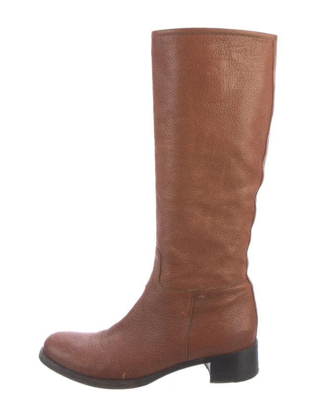 Prada Leather Riding Boots in brown|red Leather from The RealReal