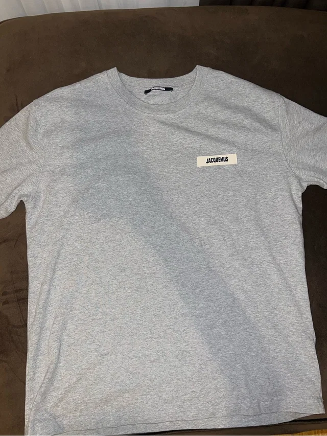 Jacquemus Men's Heather Gray Logo Crewneck T-Shirt in gray from Poshmark