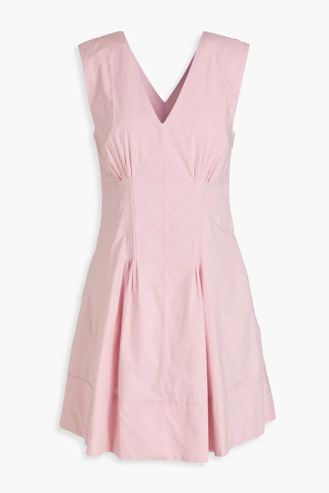 Derek Lam 10 Crosby Concha Pleated Cotton-Poplin Mini Dress in Pink from THE OUTNET, photo 1 of 1