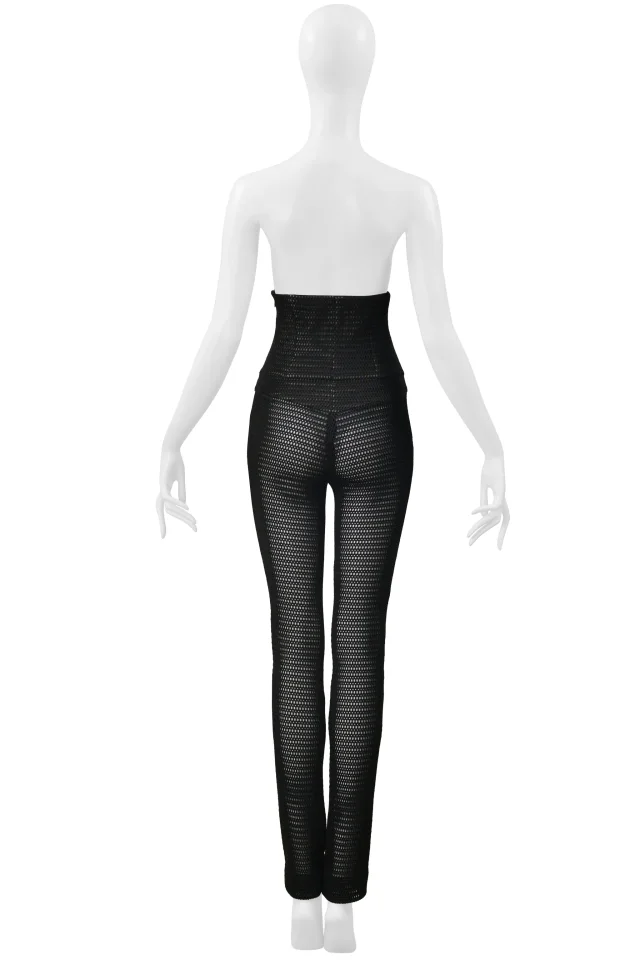 Chanel Black Open Mesh High Waisted Pants in Black Nylon from Resurrection Vintage, photo 2 of 8