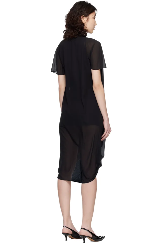 MM6 Maison Margiela Black Chiffon Midi Dress, photo 3 of 4 from SSENSE