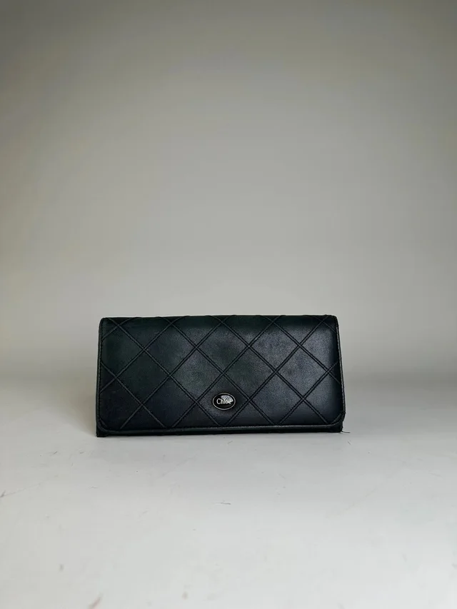 Chloé Vintage Leather Wallet Black Gold in black Leather from Grailed