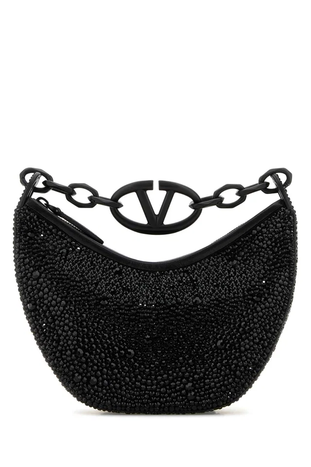 Valentino Garavani Hobo Bag — Black in Black Leather from HEWI