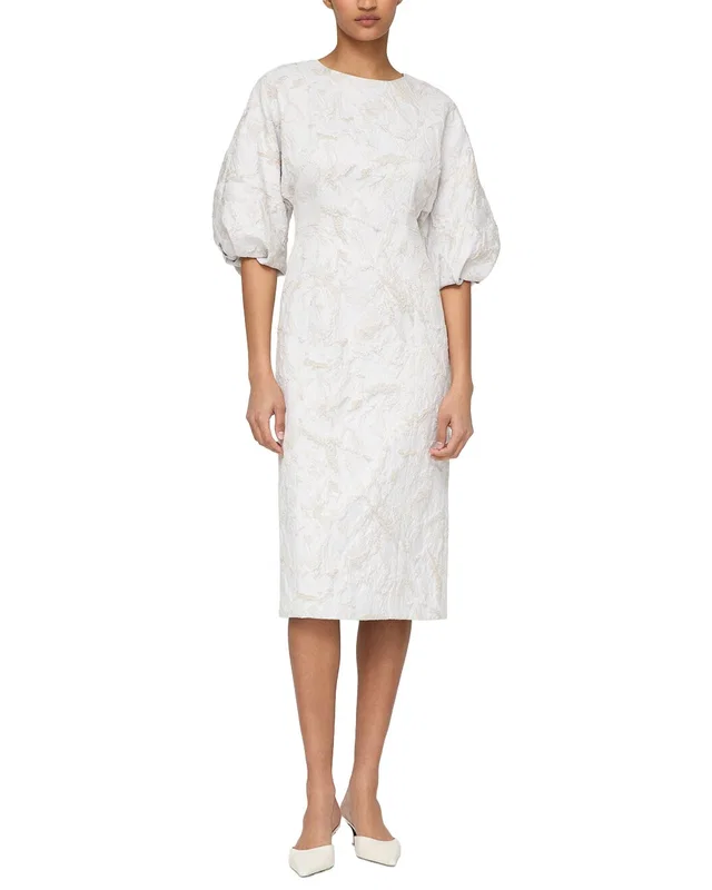 Lafayette 148 New York Short Balloon Sleeve Silk-Blend Dress, image 1 of 1 from Rue La La