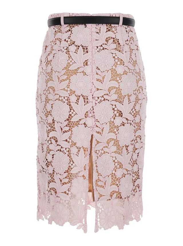 SELF-PORTRAIT Dress 'Pink Lace' with Pink Lace Details in Fabric in Pink, photo 4 of 6 from Gaudenzi Boutique