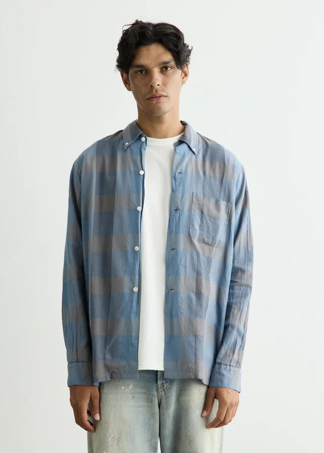 Beams Plus Open B.D. Indigo Panama Weave Plaid Shirt from Incu, photo 1 of 1