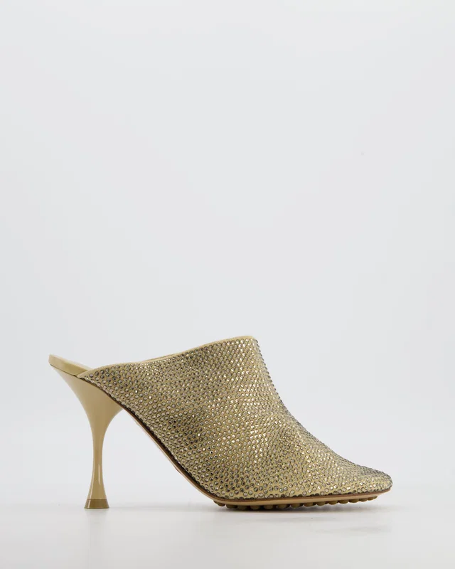 Bottega Veneta Beige Rhinestone Dot Sock Mules Size EU 39 in Beige from Sellier