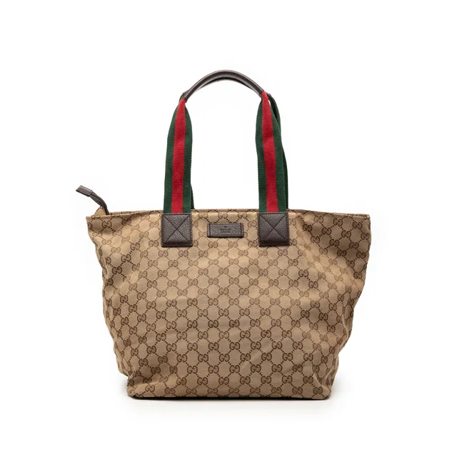 Beige Gucci GG Canvas Web Tote in Beige Canvas from Designer Revival, photo 1 of 1