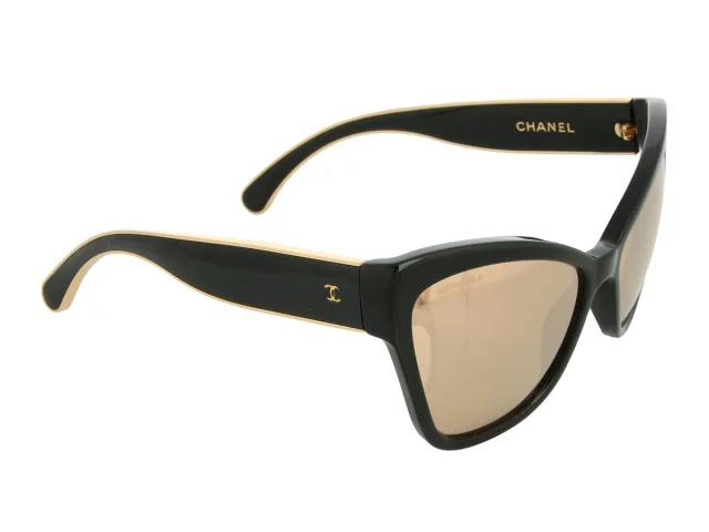Chanel Black and Gold Mirrored Cat Eye Sunglasses in Black from Ann's Fabulous Finds, photo 4 of 6