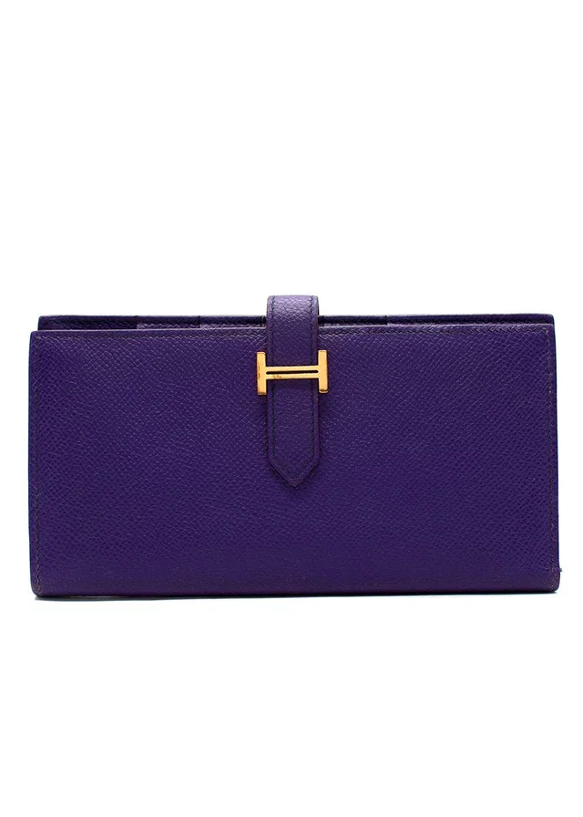 Hermès Purple Bearn Wallet in Purple Leather from HEWI