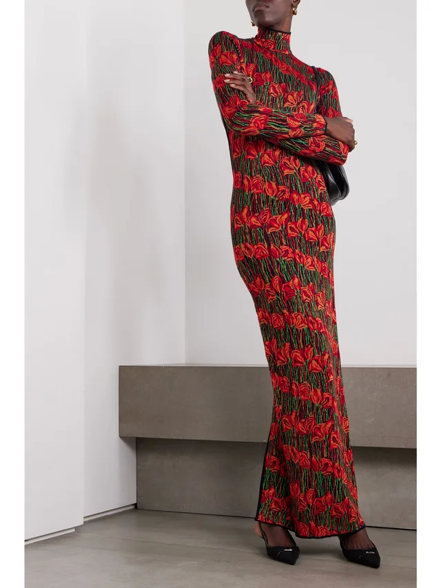 PUCCI Open-back jacquard-knit turtleneck maxi dress in Red, photo 2 of 2 from NET-A-PORTER (Canada)