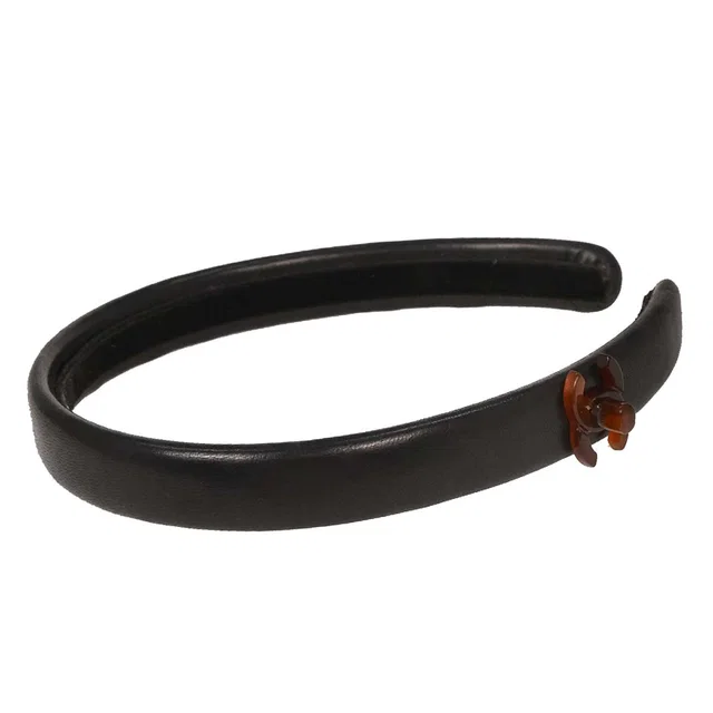 Chanel Turnlock Headband Hair Accessories Black in Black Leather from AMORE Vintage Tokyo