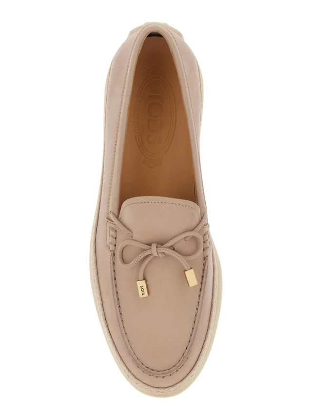 Tod's Pink Loafers with Bow Detail and Rope Tirm in Leather Woman in Pink 100% Calf, photo 7 of 8 from Gaudenzi Boutique