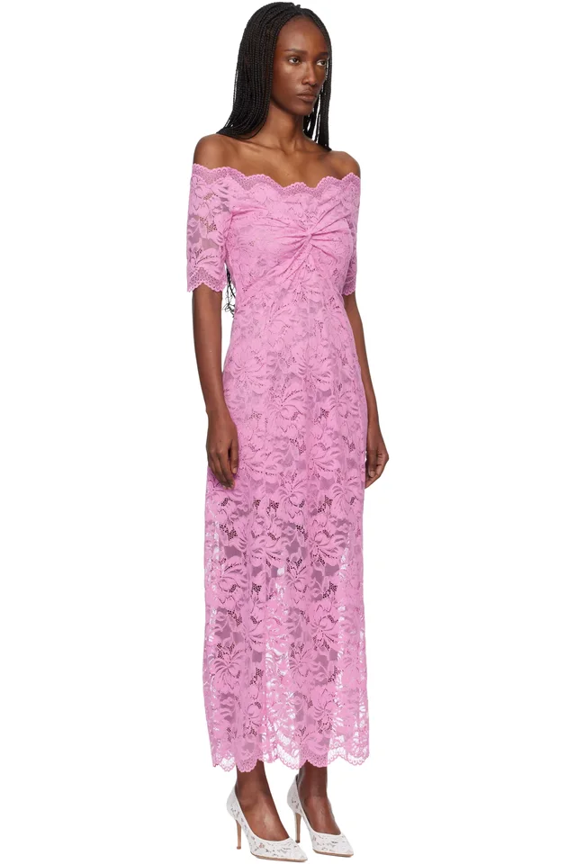 Rabanne Pink Lace Maxi Dress, photo 2 of 4 from SSENSE