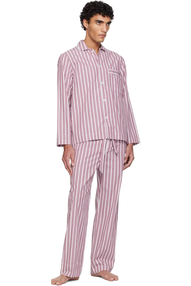 Tekla Pink & White Poplin Long-Sleeved Pyjama Shirt, photo 4 of 4 from SSENSE