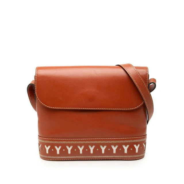 Brown Saint Laurent Calfskin Y Cut Out Shoulder Bag in Brown Calfskin from Designer Revival