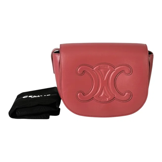 Celine Smooth Pink Calfskin Triomphe Folco Crossbody Bag in Pink Calfskin from Luxury Promise