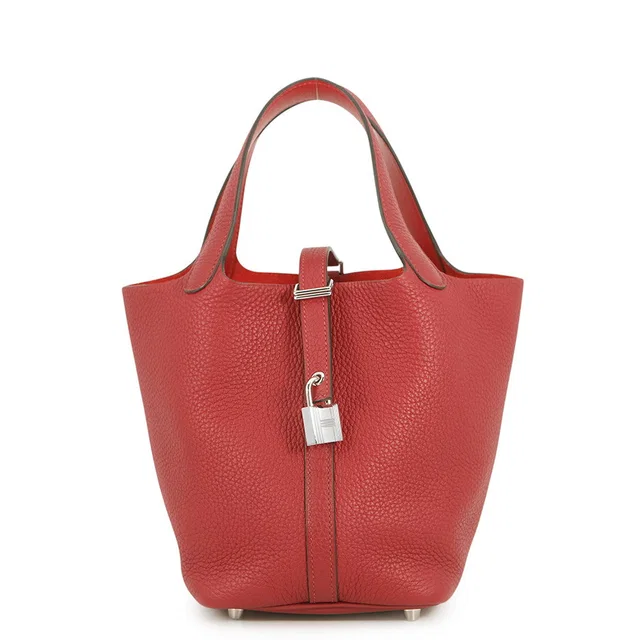 Hermès Picotin Lock Rouge Garance Taurillon Clemence Size PM in Red Clemence leather from GALLERY RARE