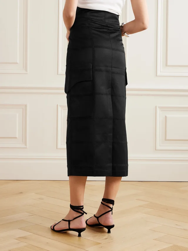 DESTREE Ines Checko checked cotton-jacquard midi skirt in black 100% Cotton, photo 4 of 5 from NET-A-PORTER (Canada)