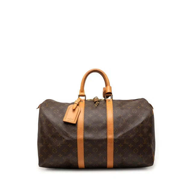 Brown Louis Vuitton Monogram Keepall 45 Travel Bag in Brown Coated canvas from Designer Revival