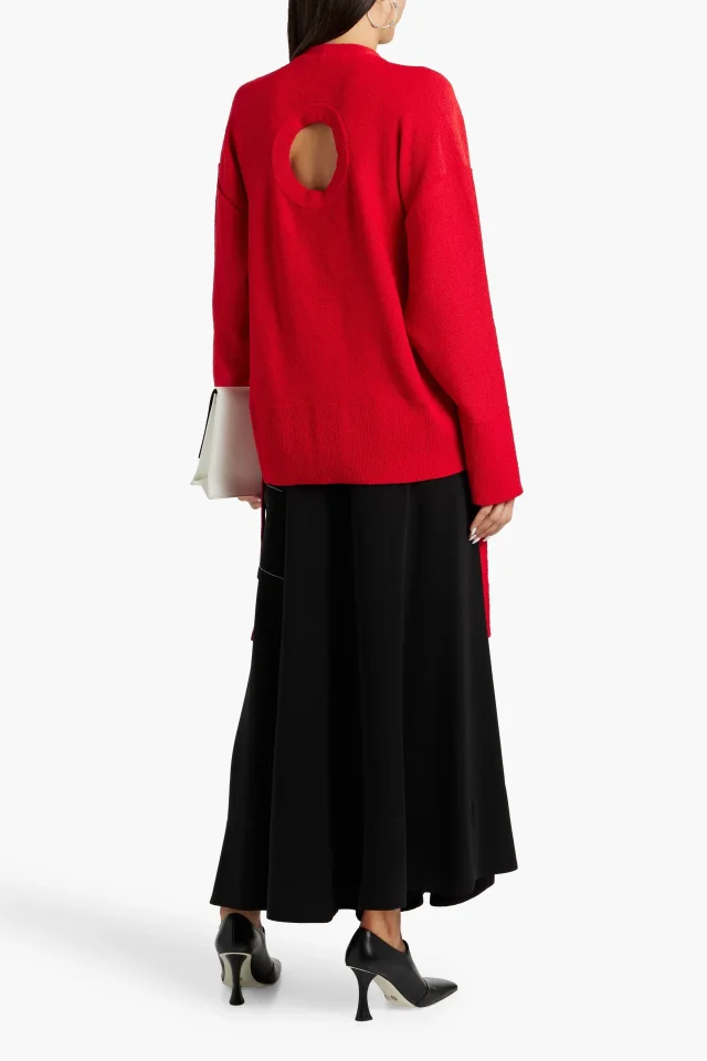 Proenza Schouler Cutout Knitted Sweater in Red, photo 3 of 4 from THE OUTNET