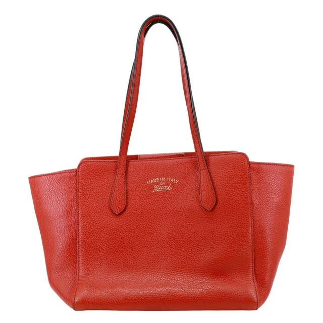 Gucci Swing Small Pebbled Leather Tote Bag Red 354408 in Red Leather from Dallas Designer Handbags