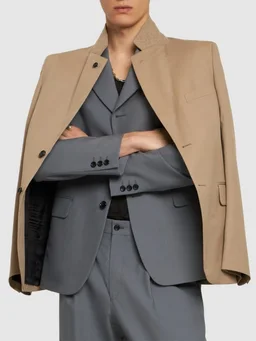 Comme des Garçons Homme Plus Short Double-Breasted Jacket in 100% Wool, photo 4 of 8 from LUISAVIAROMA