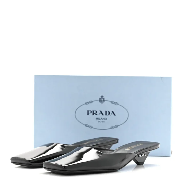 Prada Patent Modellerie Mules 38 Black in Black Patent leather from FASHIONPHILE, photo 9 of 9