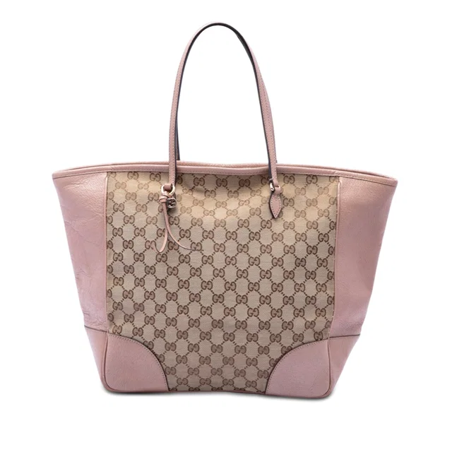 Pink Gucci GG Canvas and Leather Bree Tote in Pink Canvas from Designer Revival