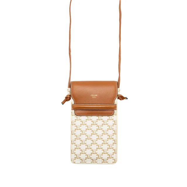 Celine Phone Pouch in Brown Lambskin from EMIER