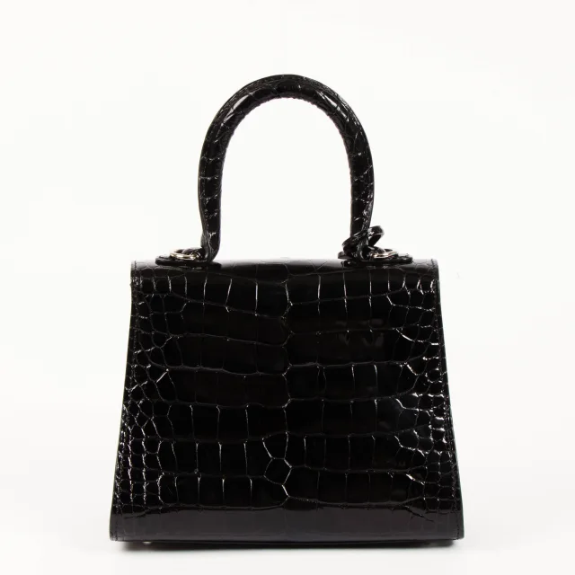 Delvaux Black Shiny Alligator Brillant Mini Bag in Black Crocodile from Labellov, photo 4 of 13