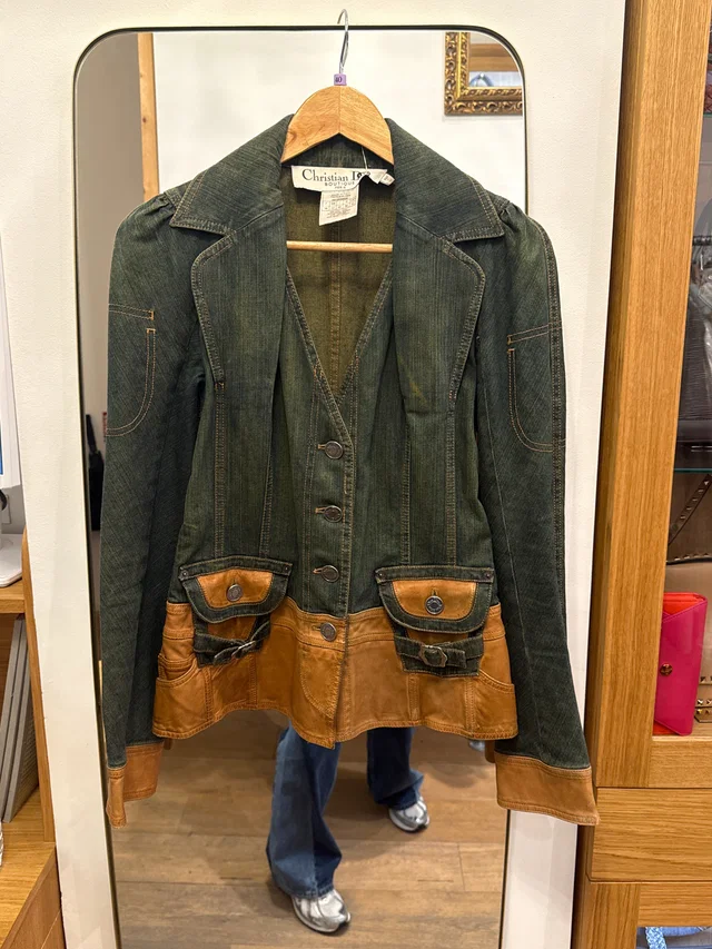 Dior Green and denim leather jacket in Green Denim from Luxury Promise