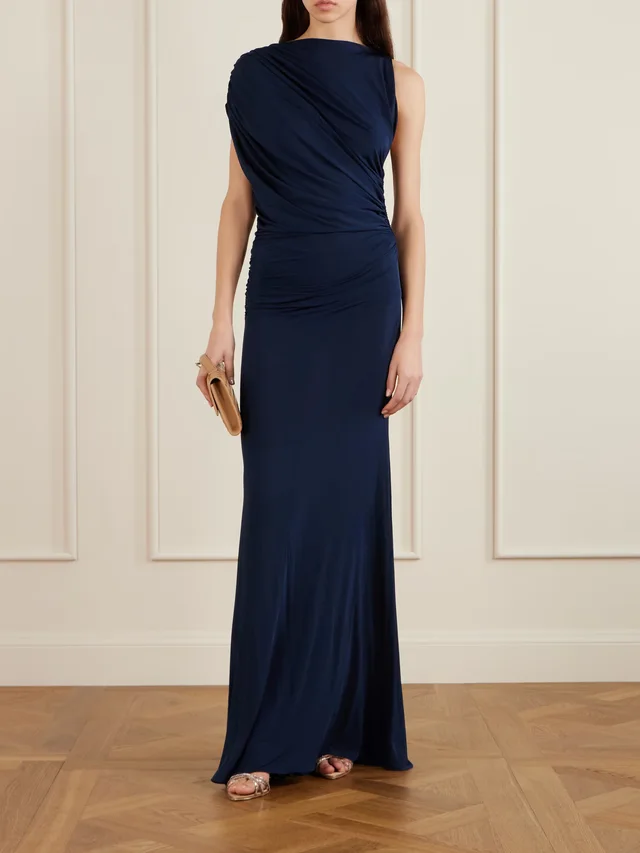 ALEX PERRY Ruched draped jersey gown in Blue, photo 2 of 2 from NET-A-PORTER (Canada)
