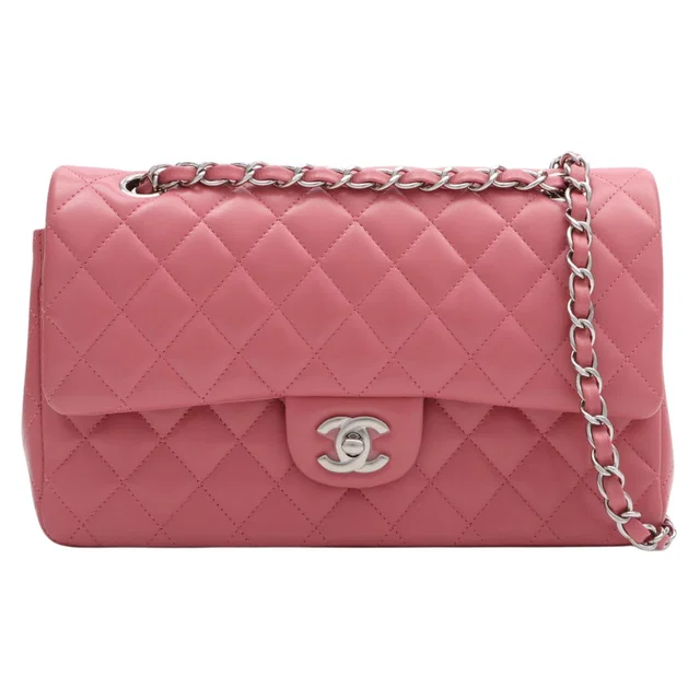 Chanel 2018 Classic Flap Chain Bag 25 Pink in Pink Lambskin from VINTAGE QOO TOKYO