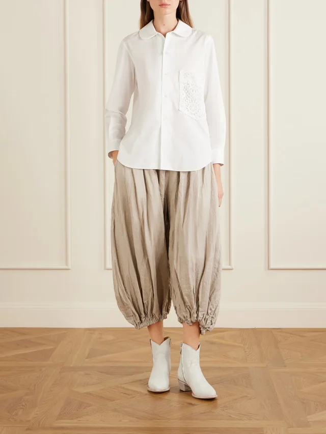 COMME des GARÇONS Crochet-trimmed cotton-poplin shirt in White, photo 2 of 2 from NET-A-PORTER (Canada)