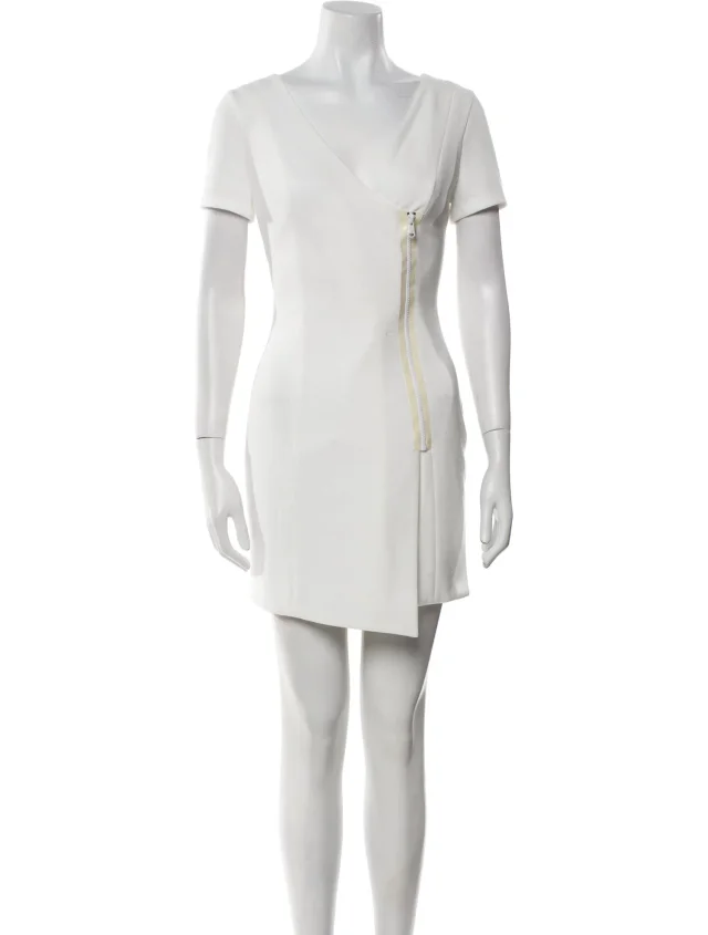 Versace V-Neck Mini Dress w/ Tags in white from The RealReal